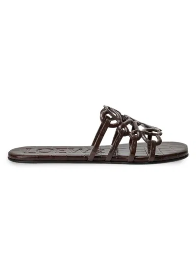 Loewe Leather Petal Anagram Sandals In Brown