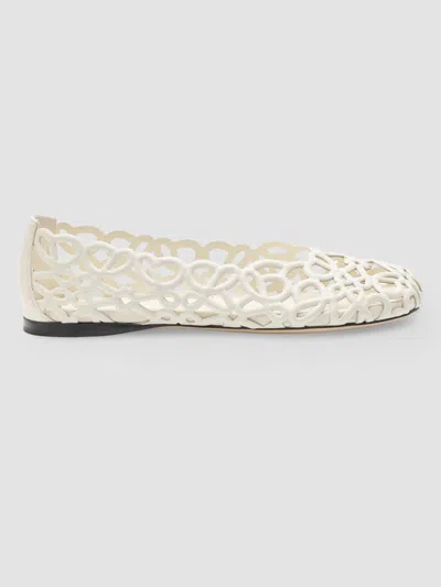Loewe Women's Petal Anagram Leather Ballet Flats In White
