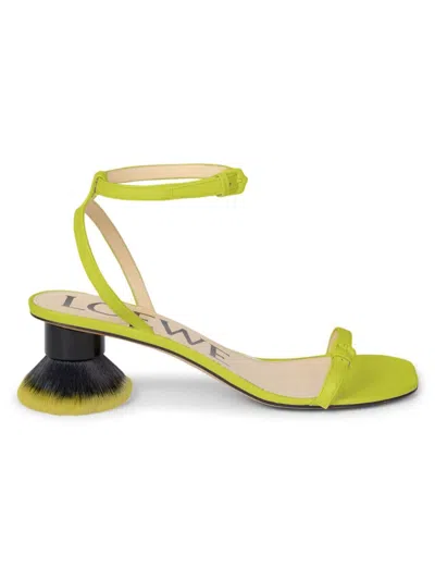 Loewe Petal Brush Patent Ankle-strap Sandals In Lime