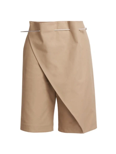 Loewe Women's Pin-front Cotton Skirted Shorts In Kraft Beige