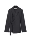 Loewe Draped Wool Wrap Jacket In Black