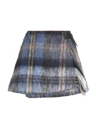 Loewe Women's Plaid Fringe Mohair & Wool-blend Miniskirt In Multi