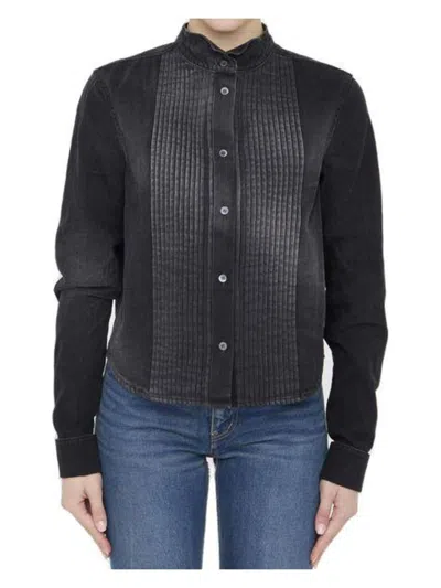 LOEWE WOMEN'S PLEATED DENIM SHIRT