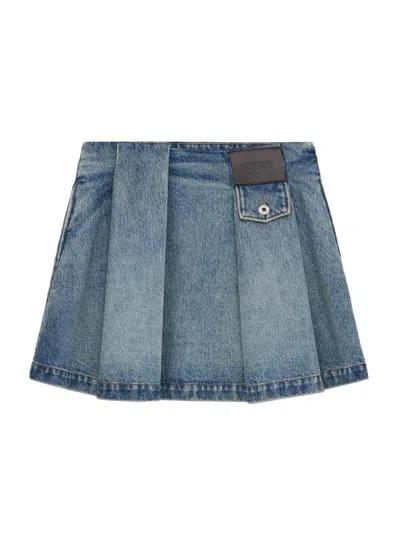 Loewe Deconstructed Denim Miniskirt In Blue