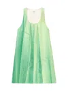 Loewe Gradient-print Crinkled Cotton Mini Shift Dress In Green
