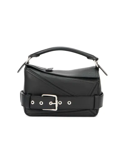 Loewe Women's Puzzle Biker Leather Top Handle Bag In Black