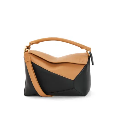 Loewe Women's Puzzle Edge Small Bicolour Bag In Warm Desert/black