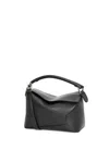 Loewe Mini Satin Cowhide Puzzle Edge Shoulder Bag In Black