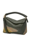 Loewe Small Leather Puzzle Edge Landscape Top-handle Bag In Green