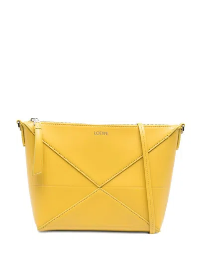 Loewe Women Puzzle Fold Leather Pouch In Yellow