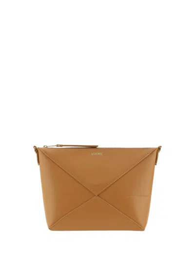 Loewe Women Puzzle Fold Leather Shoulder Bag In Brown