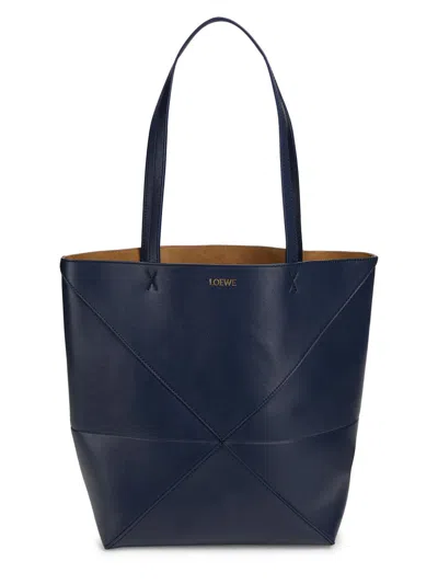 Loewe Women's Puzzle Fold Medium Leather Tote Bag In Blue