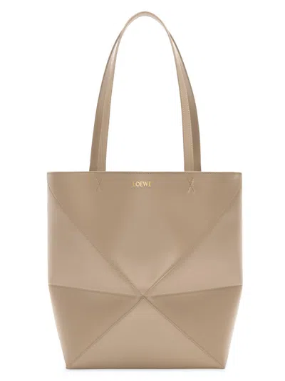 Loewe Women's Puzzle Fold Medium Leather Tote Bag In Sand