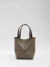 Loewe Mini Puzzle Fold Calf Leather Tote Bag In Brown