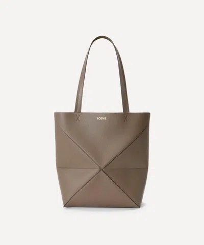 Loewe Women's Puzzle Fold Taupe Leather Tote Bag In Brown