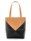 Loewe Puzzle Fold Medium Tote Bag In Shiny Bicolor Leather In Orange