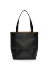 Loewe Burgundy Calfskin Puzzle Fold Tote Handbag For Women In Black