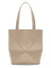 Loewe Puzzle Fold Medium Leather Tote Bag In Sand