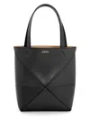 Loewe Puzzle Mini Leather Tote In Black