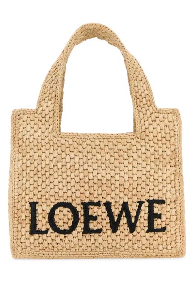 Loewe Women Raffia Mini Font Handbag In Brown