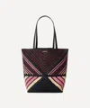 Loewe Women's Raffia Pink Stripe Puzzle Fold Tote