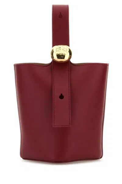 Loewe Women Red Leather Mini Pebble Bucket Bag
