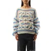 Loewe Anagram Embroidered Striped Mohair-blend Sweater In White/multicolor