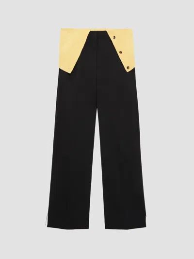 Loewe Removable-flap Wool-cotton Trousers In Black