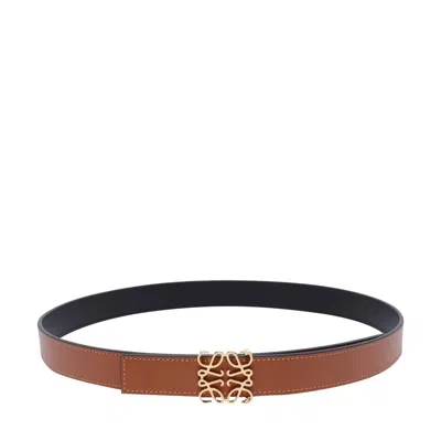Loewe Women Reversible Anagram Logo Belt In Brown