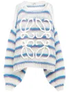 Loewe Anagram Embroidered Striped Mohair-blend Sweater In Multicolor