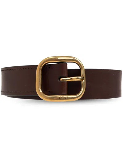 Loewe Women Rounded Leather Belt In Brown