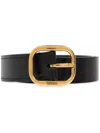 Loewe Women Rounded Leather Belt In Black