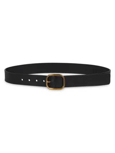 Loewe Women's Rounded Square Buckle Leather Belt In Orange