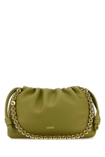 Loewe Women Sage Green Nappa Leather Medium Flamenco Clutch