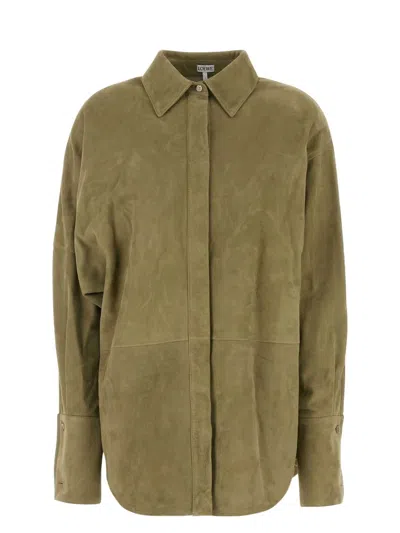 LOEWE WOMEN'S SAGE SUEDE SHIRT