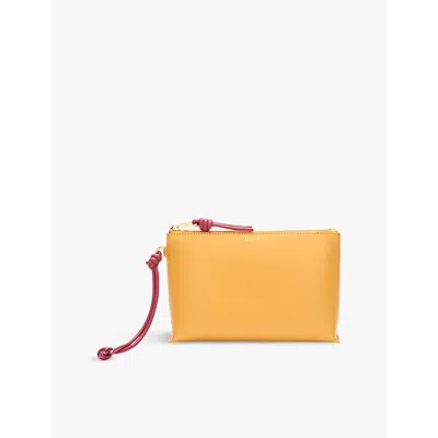 Loewe Womens  Knot Foil-logo Leather Pouch In Sahara/crimson