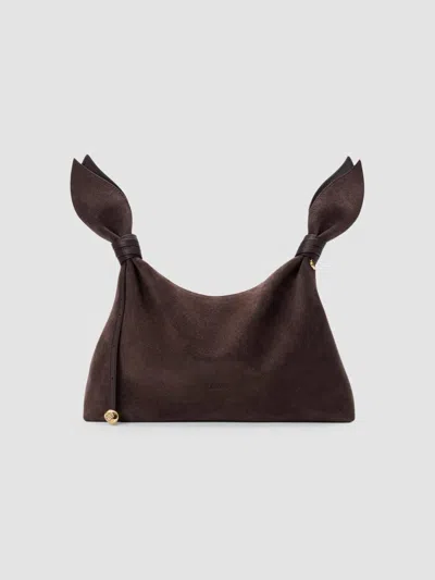 Loewe Women's Scarf Mini Suede Shoulder Bag In Dark Chestnut