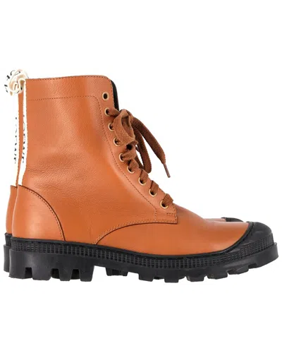 Loewe Women's Sheep Leather  Logo Tab Boot (authentic Pre-loved) In Brown