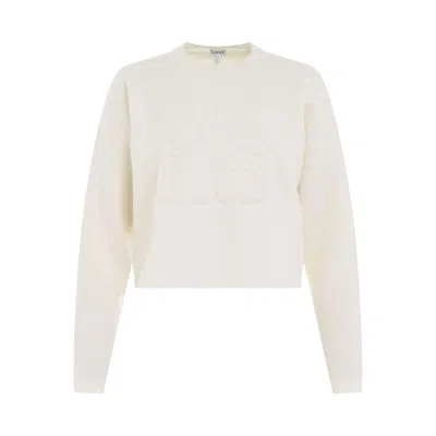 Loewe Women's Short Anagram Sweater In White