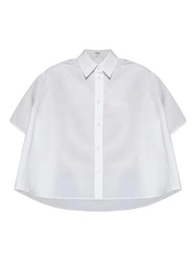 Loewe Women Short Sleeve Trapeze Shirt In White