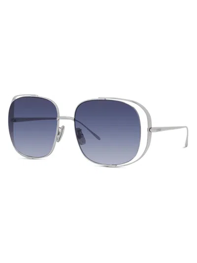 Loewe Women's Signature 57mm Rectangular Sunglasses In Blue