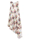 Loewe Asymmetrical Floral Print Dress In Powder