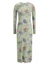 Loewe Women Morning Glory Print Cotton And Silk Multicolor Dress
