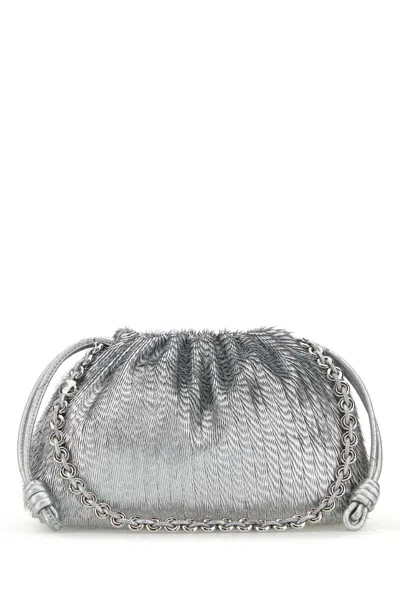 Loewe Women Silver Nappa Leather Flamenco Purse Clutch