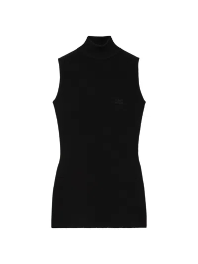 Loewe Turtleneck Sleeveless Knit Sweater In Black
