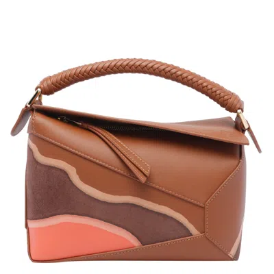 Loewe Women Small Puzzle Edge Landscape Handbag In Brown