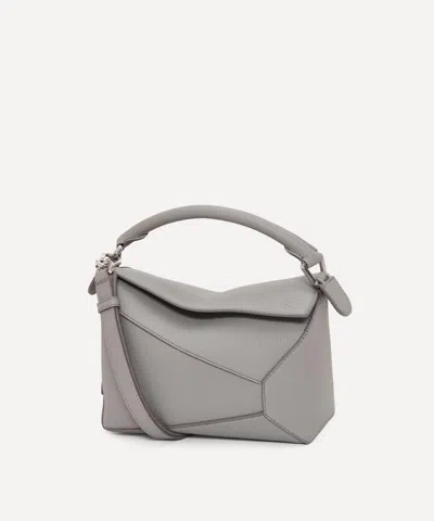 Loewe Small Leather Puzzle Top-handle Bag In Grey