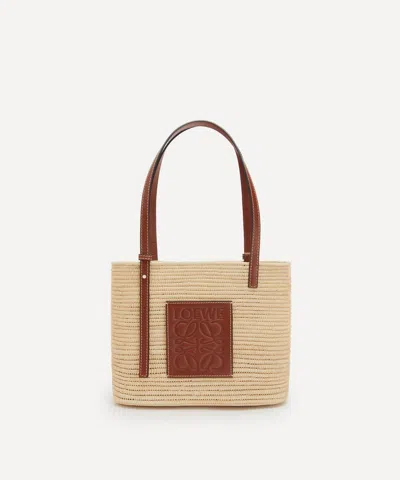 Loewe Women's Small Square Basket Bag In Natural/pecan