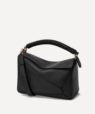 Loewe Women's Small Woven Puzzle Shoulder Bag In Black