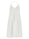 Loewe Flamenco Knotted Leather-trimmed Voile Halterneck Mini Dress In White